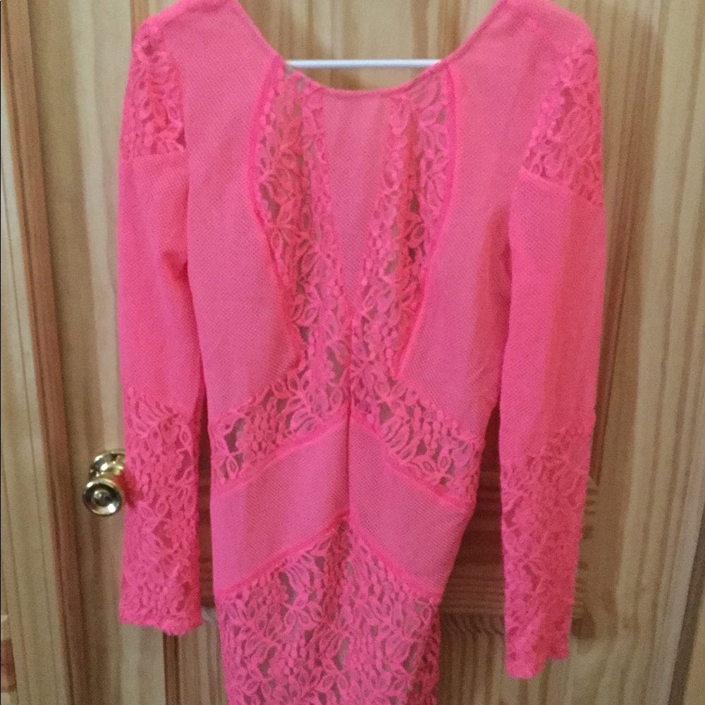 Hot pink low back dress